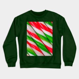 Red and Green Candy Canes Diagonal Stripes Photo Crewneck Sweatshirt